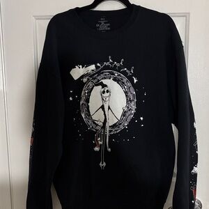 Disney Black Crewneck Sweater with White Jack Skellington Graphic